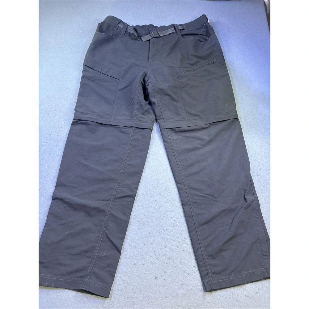 The North Face Pants Mens XL Convertible Hiking Nylon Cargo BELTED GRAY FISHING